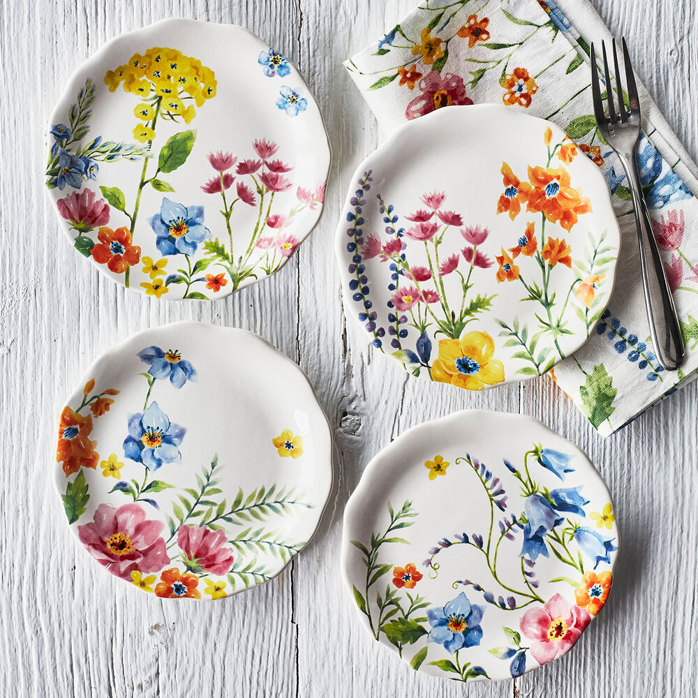 Garden Floral Appetizer Plates, Set of 4 Sur La Table