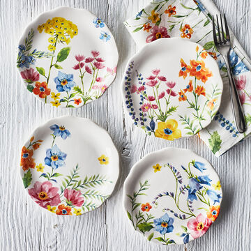 Garden Floral Appetizer Plates, Set of 4