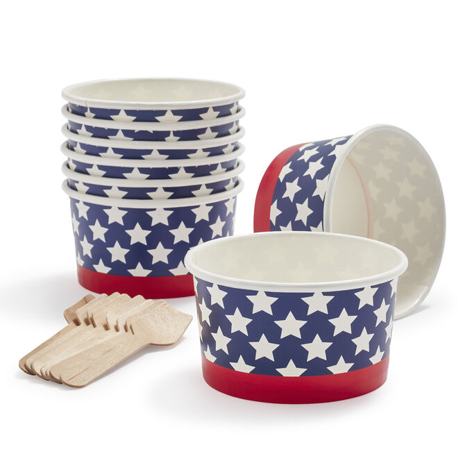 Patriotic Ice Cream Cups &#38; Spoons, Set of 16