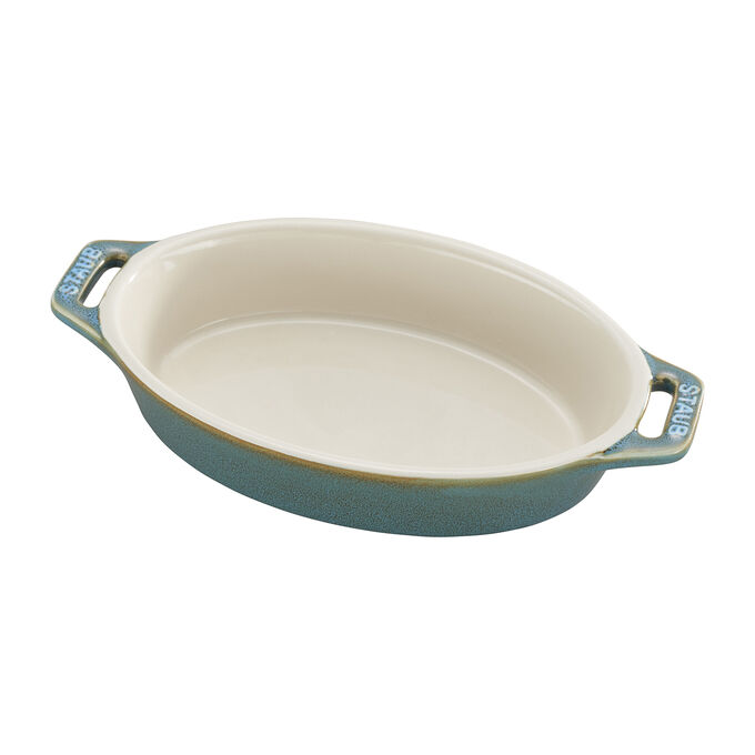 Staub Rustic Ceramic Oval Bakers, Turquoise
