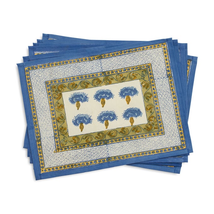 Couleur Nature Bluet Blue Cloth Placemats, Set of 6 