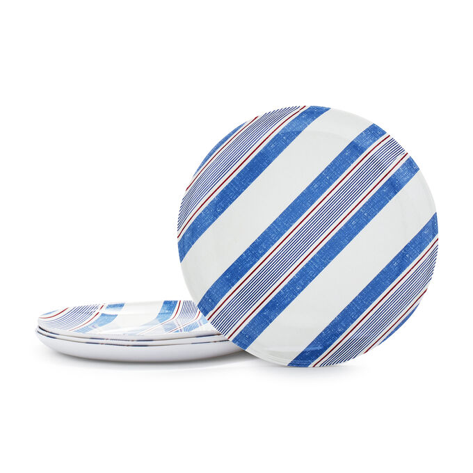 Pique-Nique Stripe Melamine Salad Plates, Set of 4 