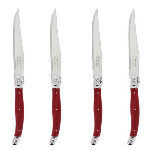 French Home Laguiole Faux Red Marble Steak Knives, Set of 4