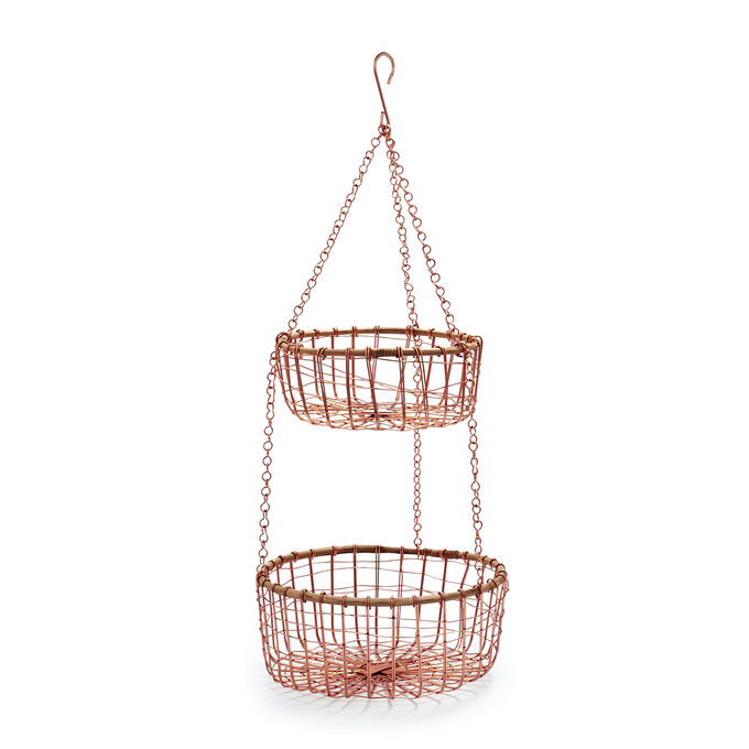 Two Tier Hanging Rose Gold Wire Basket Sur La Table