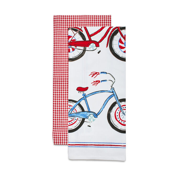 Bicycle Gingham Kitchen Towel