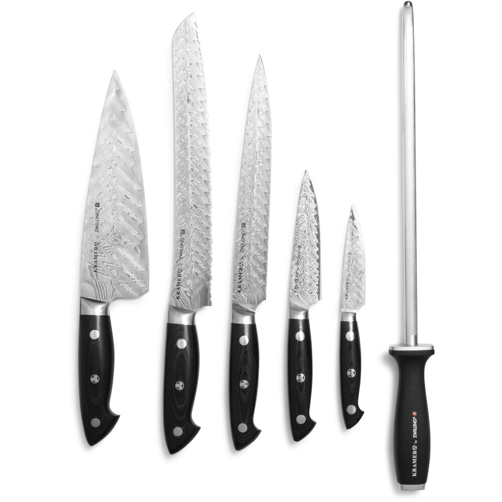 Bob Kramer Stainless Damascus 7 Piece Block Set By Zwilling J A Henckels Sur La Table