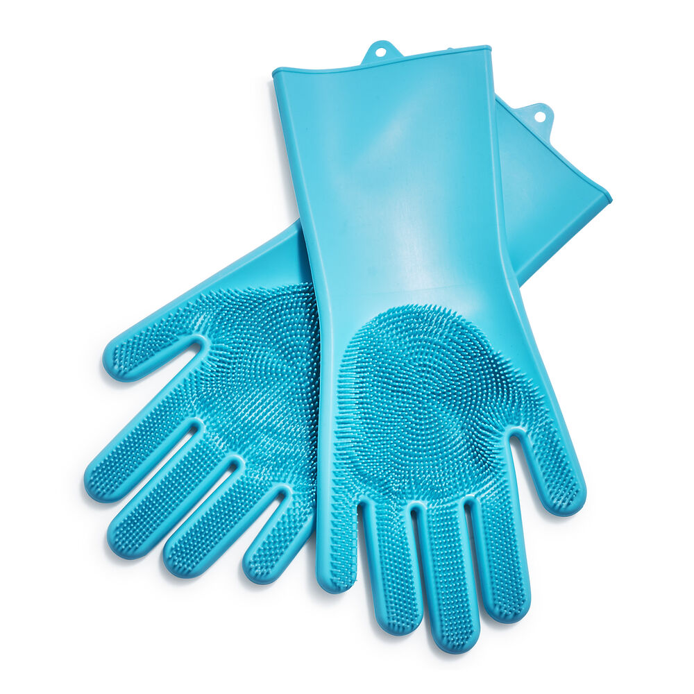 Aqua Silicone Cleaning Gloves Sur La Table