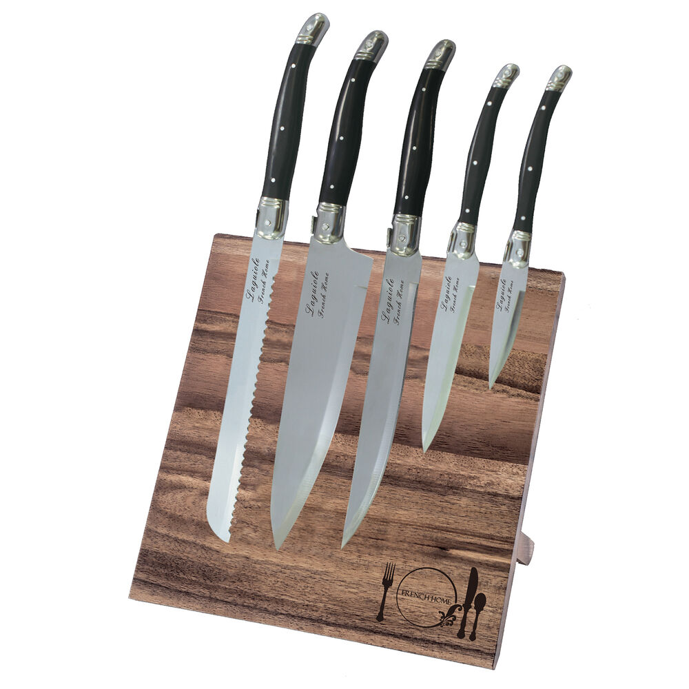 French Home 5 Piece Laguiole Kitchen Knife Set With Magnetic