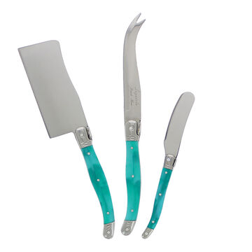 French Home Turquoise Laguiole Cheese Knives, Set of 3