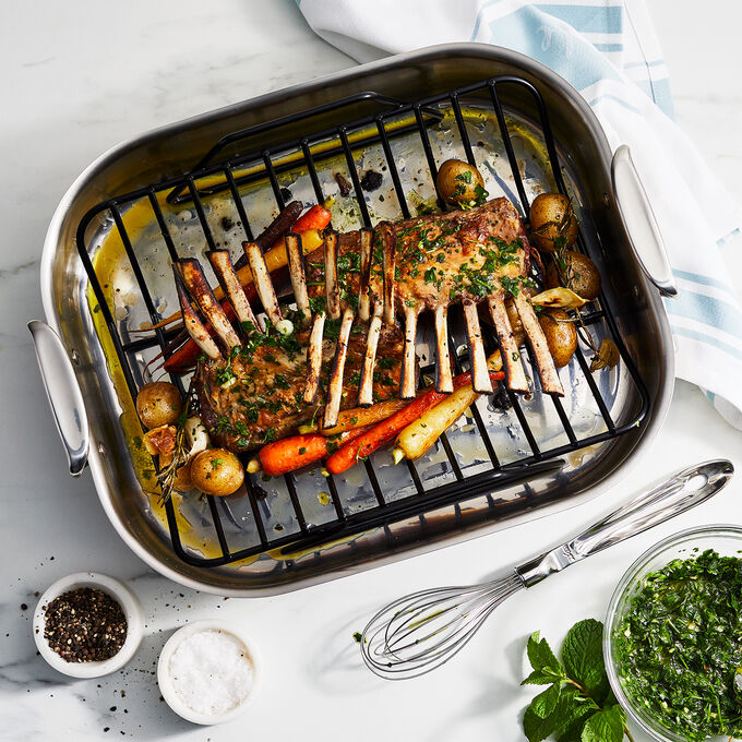 AllClad Stainless Steel Roasting Pan with Nonstick Rack Sur La Table