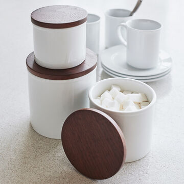 Porcelain Canister with Walnut Lid