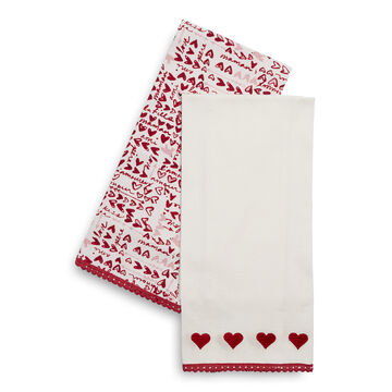 Sur La Table Embroidered Heart Towels, Set of 2