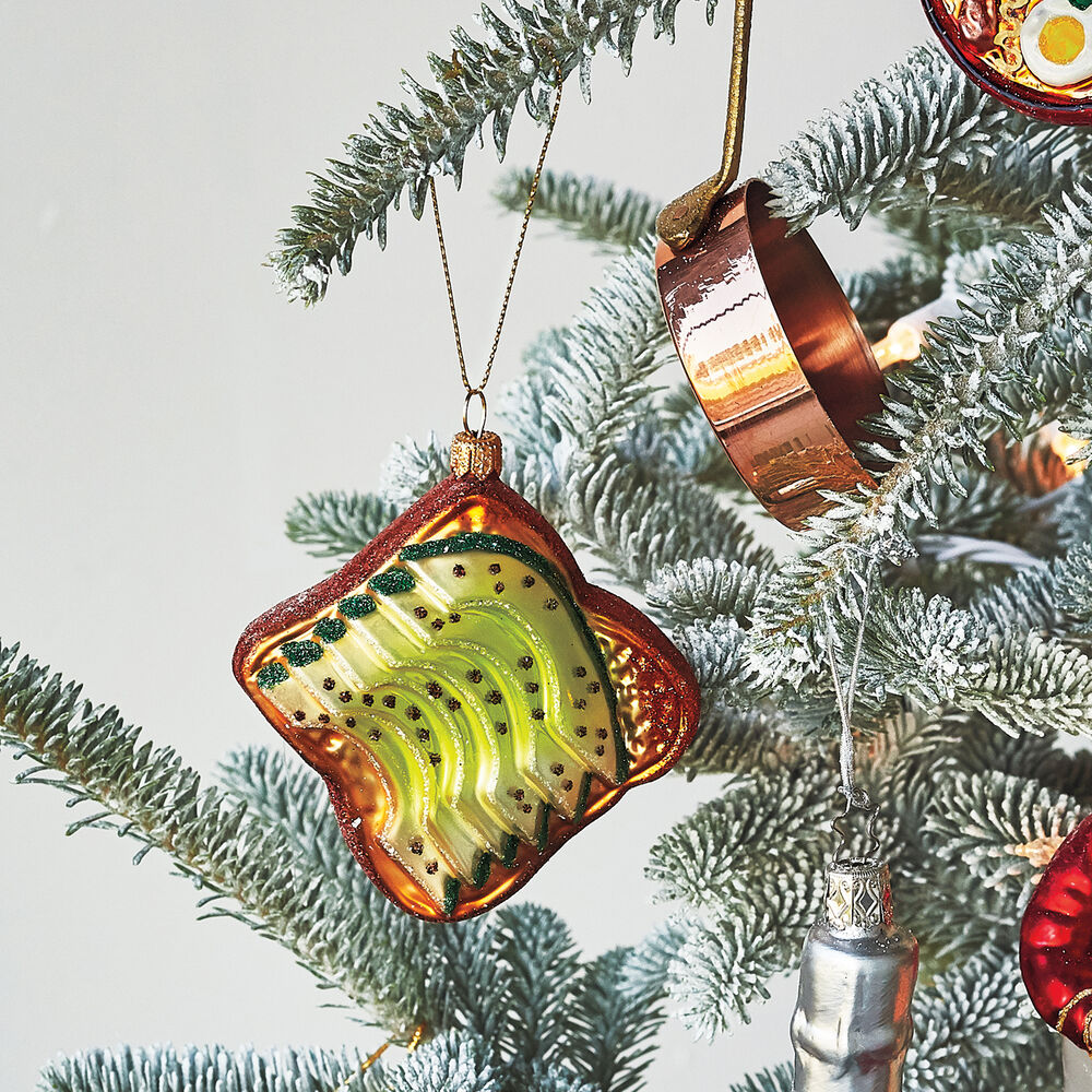Avocado toast glass ornament