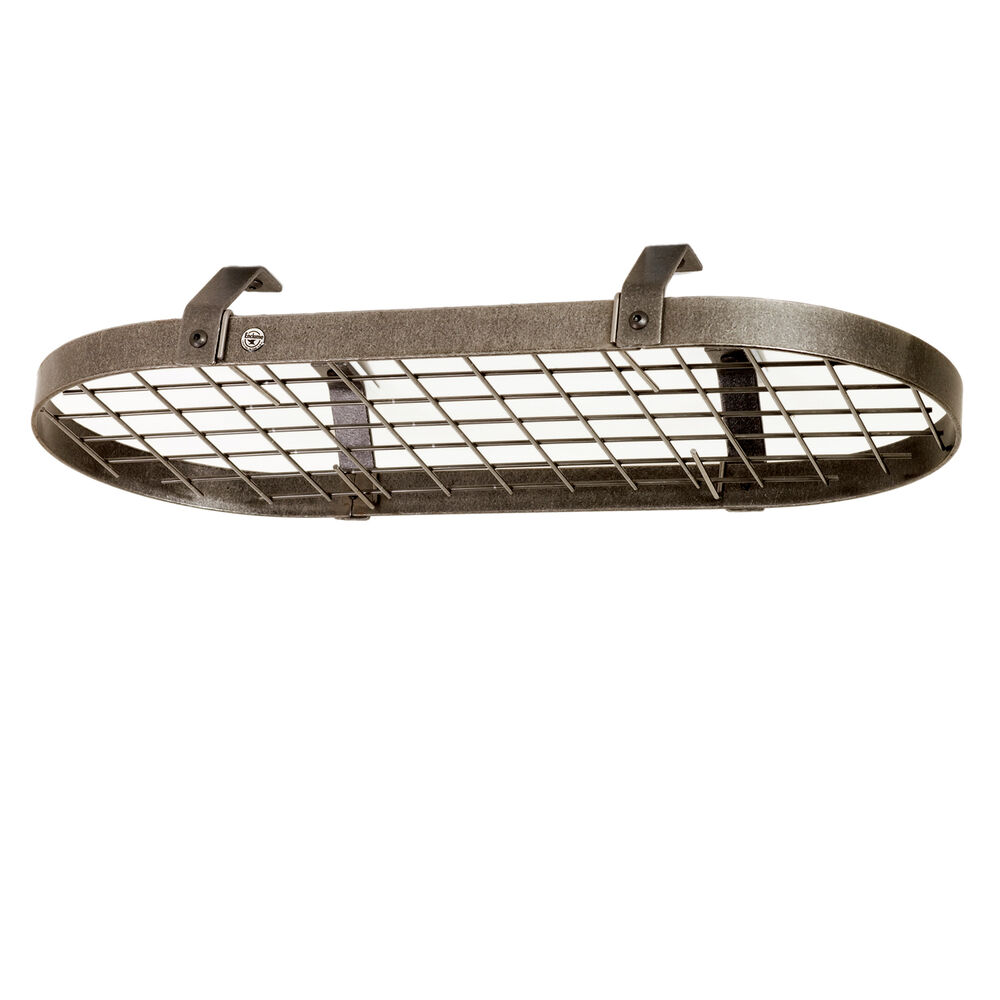 Enclume Hammered Steel Low Ceiling Oval Pot Rack