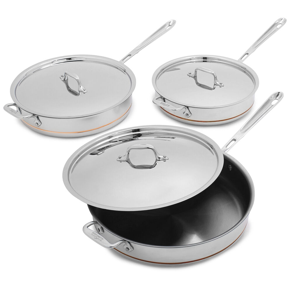 All Clad Copper Core Saute Pan 5 Qt Sur La Table 13 3/4 diam., 2 3/4 high; all clad copper core saute pan 5 qt