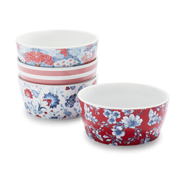 Pique-nique Floral Porcelain Bowls, Set of 4