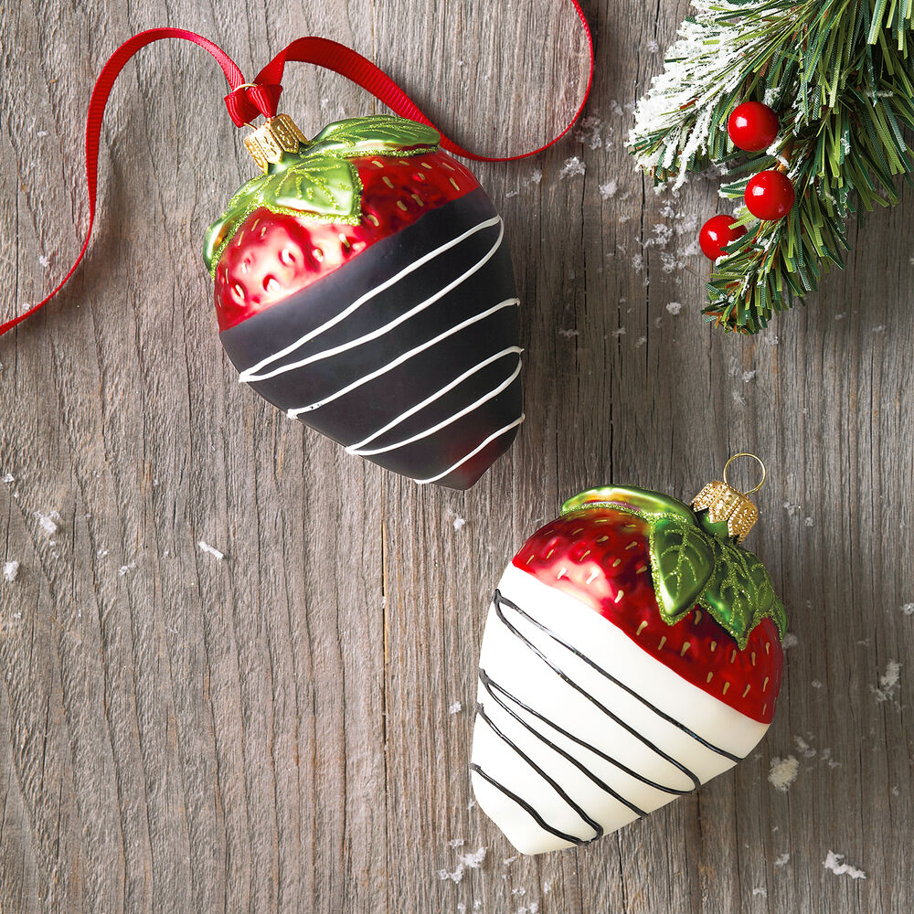 Chocolate Covered Strawberry Glass Ornament