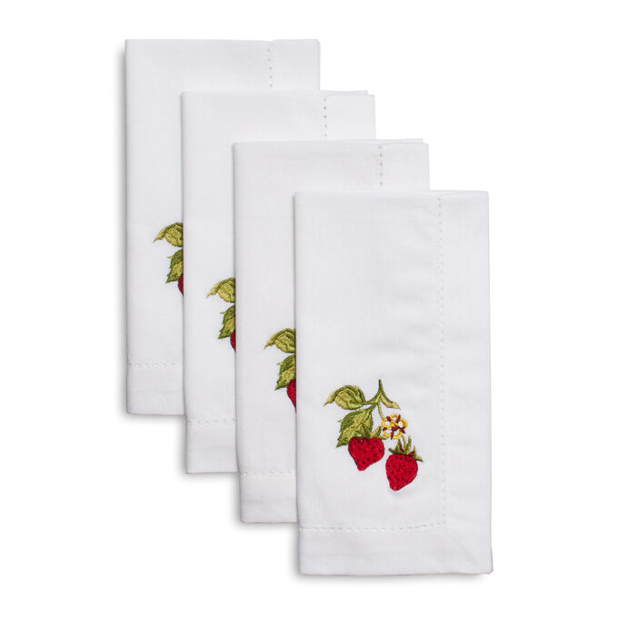 Embroidered Strawberry Napkins, Set of 4