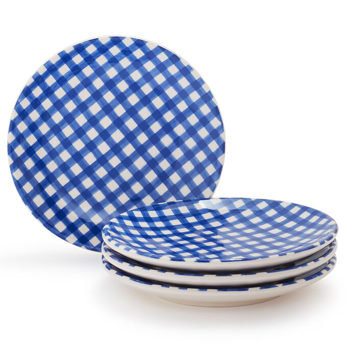 gingham appetizer plates set of 4 sur la table