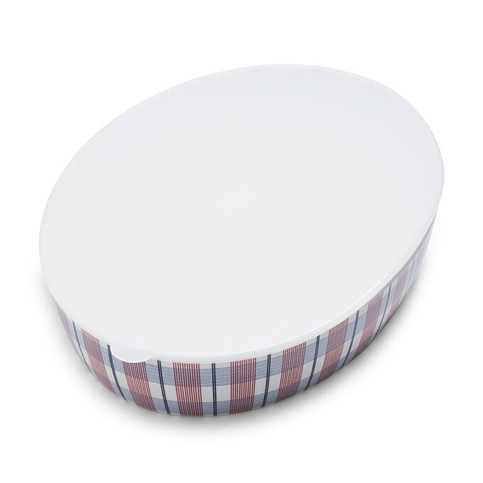 Pique-Nique Plaid Melamine Serving Dish with Lid