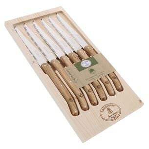 Dubost Laguiole Olivewood Steak Knives with Box, Set of 6
