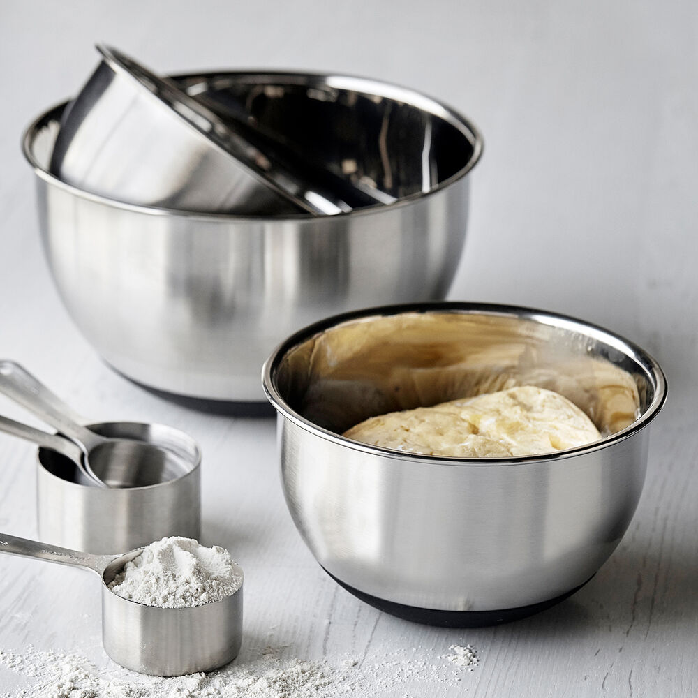 Non-Skid Stainless Steel Mixing Bowls, Set of 3