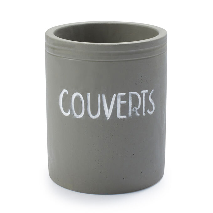 Cement &#34;Couverts&#34; Utensil Crock