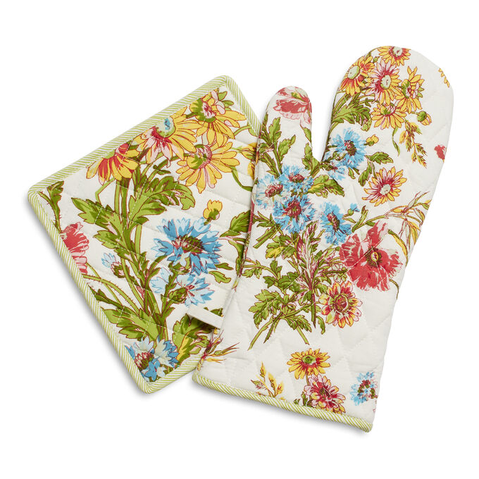 Wildflower Pot Holder and Oven Mitt by April Cornell, Set of 2