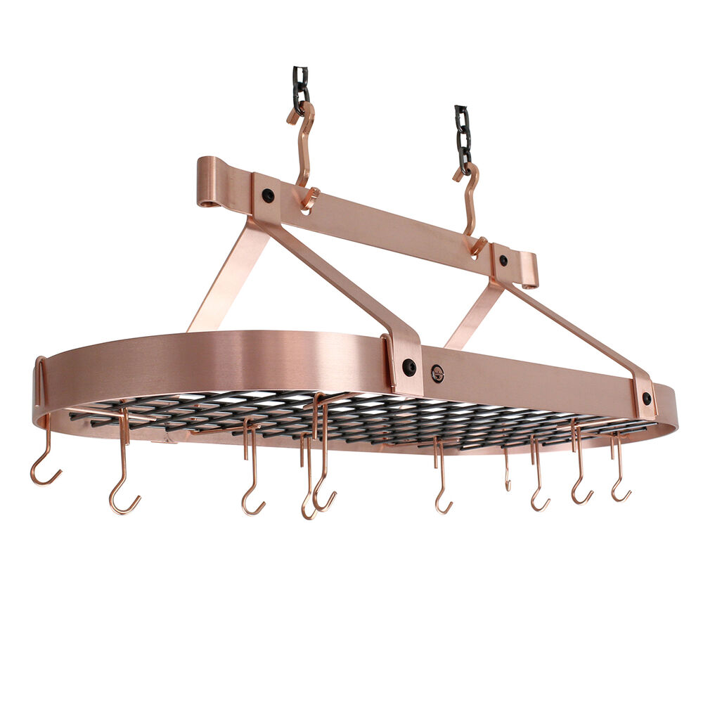 Enclume Brushed Copper Low Ceiling Oval Pot Rack