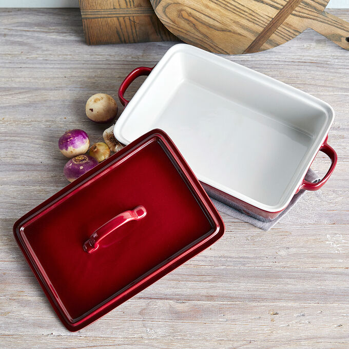 La Marque 84 Stoneware Rectangular Casserole with Lid, 4 qt. Sur La Table