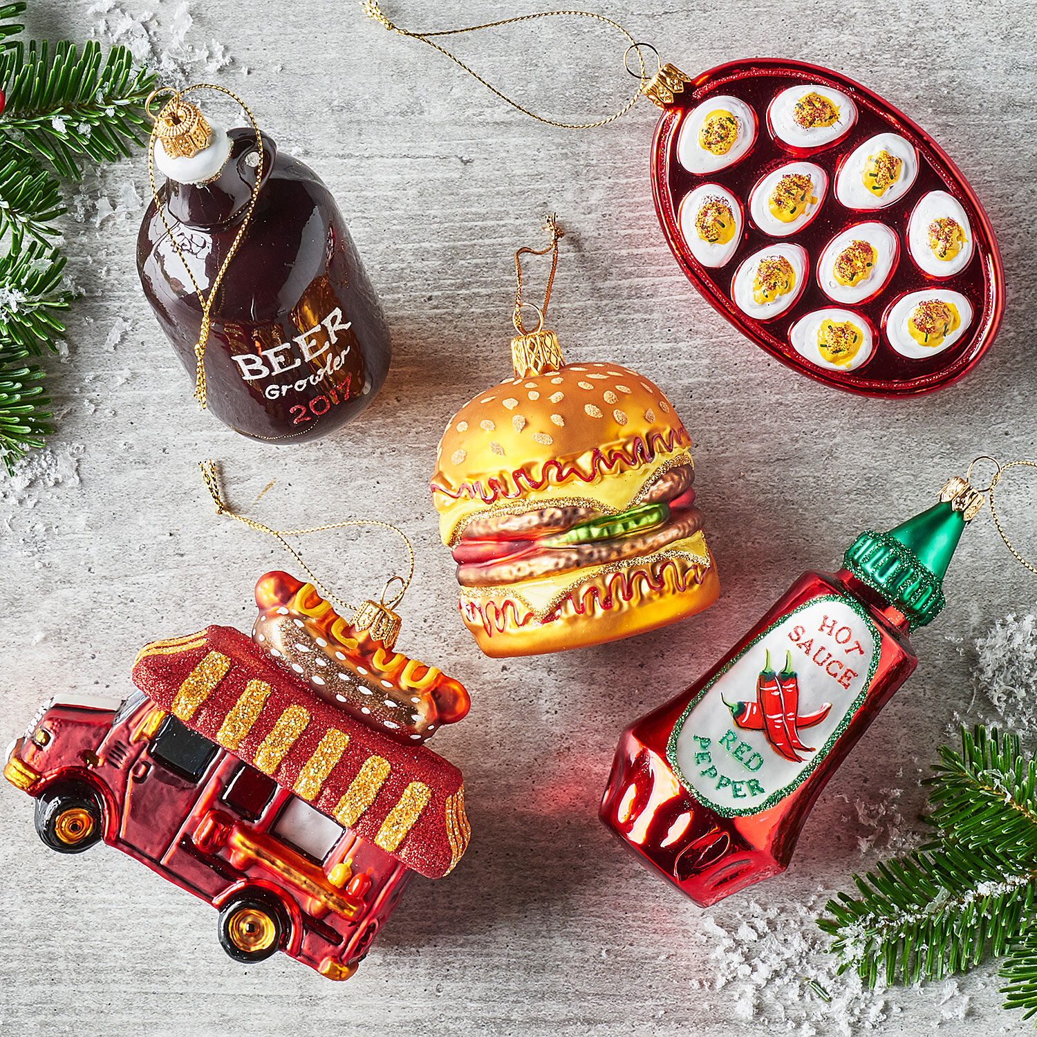 NEW SUR la TABLE CHEESEBURGER Sandwich Glass Blown Ornament Xmas Poland