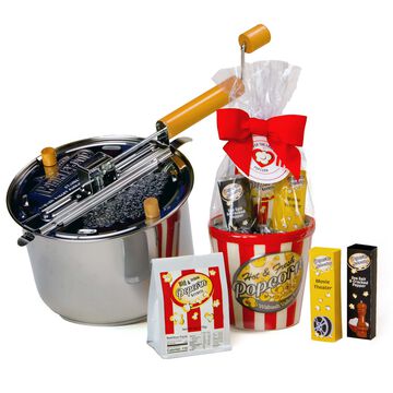 Stainless Steel Whirley Pop with Cello Popcorn Set