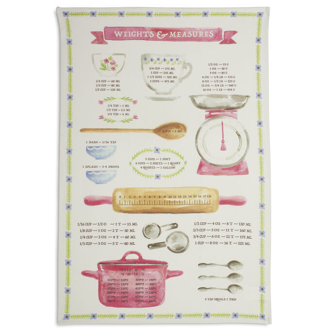 Weights and Measures Kitchen Towel, 28&#34; x 18&#34;