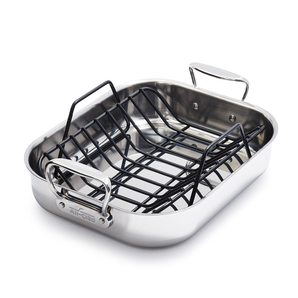 All-Clad Stainless Steel Roasting Pan with Nonstick Rack | Sur La Table All-clad Stainless-steel Nonstick Roasting Pan With Rack