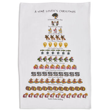 The Wine Lover&#8217;s 12 Days of Christmas Flour Sack Towel, 26&#34; x 18&#34;