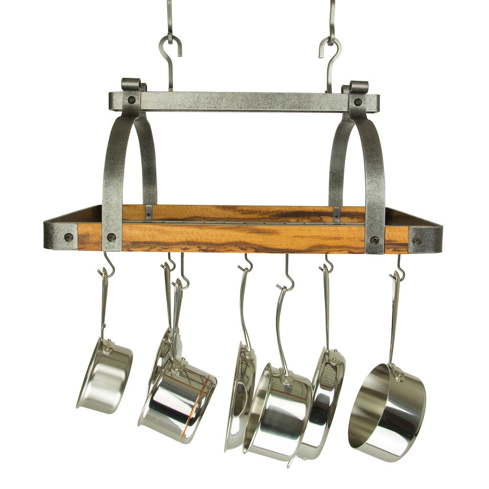 Enclume Hammered Steel Tigerwood Signature Ceiling Pot Rack