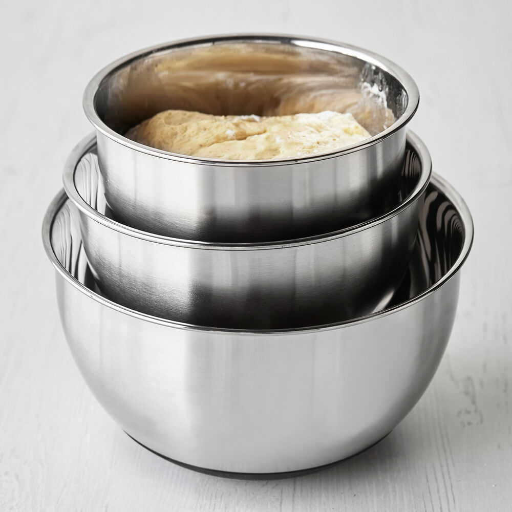 Non-Skid Stainless Steel Mixing Bowls, Set of 3
