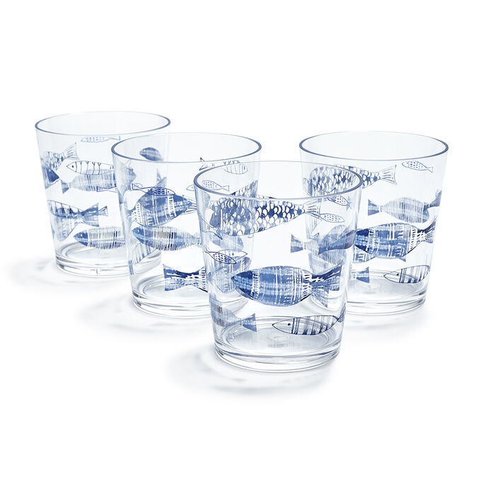 Fish Double Old Fashioned Glasses, Set of 4