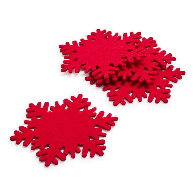 Red Snowflake Coasters, Set of 4