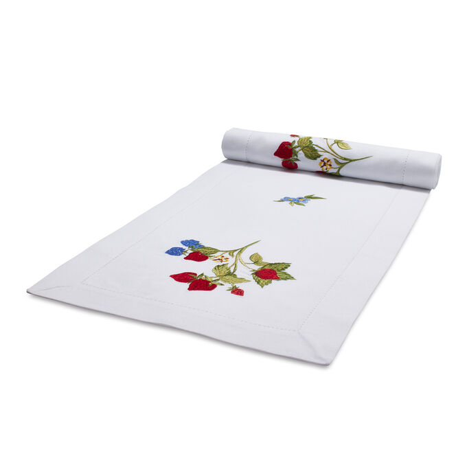 Embroidered Strawberry Table Runner, 108&#34; x 16&#34;