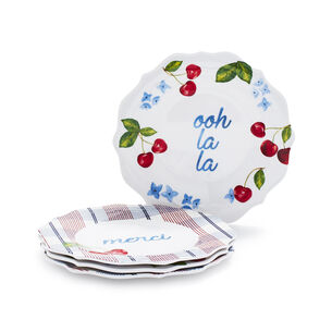 Pique-Nique Melamine Appetizer Plates, Set of 4
