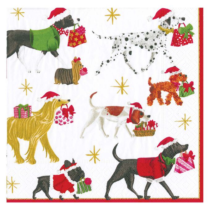 Christmas Dogs Delivery Cocktail Napkins, Set of 20
