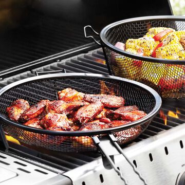 Outset Chef&#8217;s Jumbo Outdoor Grill Basket with Removable Handles