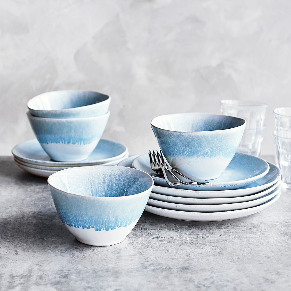 Reactive Glaze Stoneware 12Piece Dinnerware Set Sur La Table