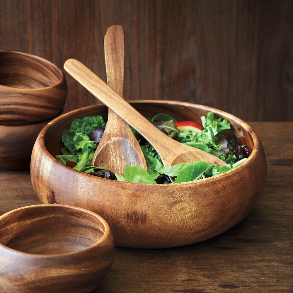 Wooden salad serving bowl