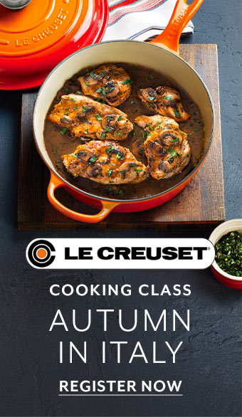 Le Creuset cooking class Autumn in Italy. Register now.