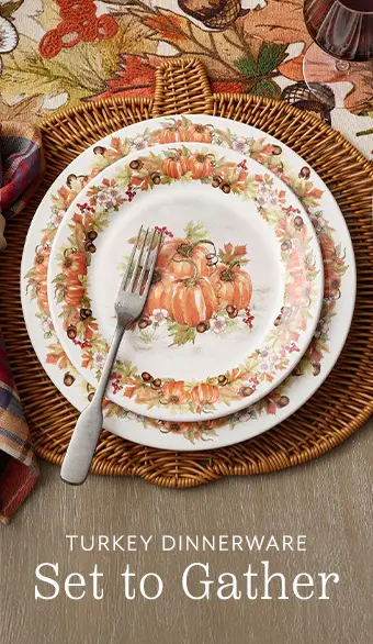 Turkey dinnerware, set to gather.