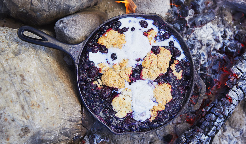 Lodge skillet with berry crisp