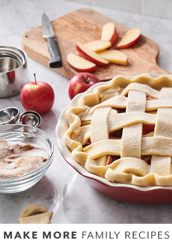 sur la table pie dish with fresh baked apple pie