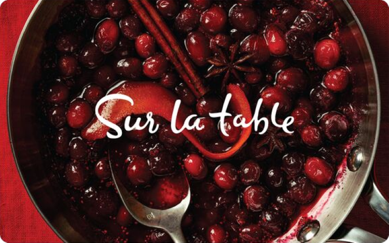Sur La Table e-Gift Card with holiday cranberry design